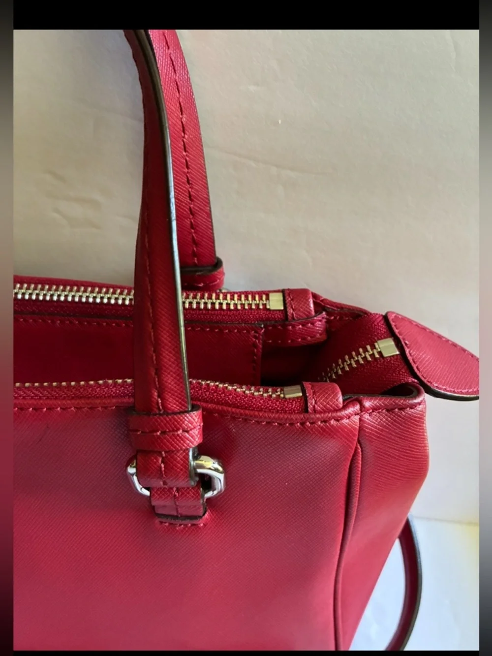 Coach Deep Red Cross Grain Leather Satchel with Strap EUC!! - Picture 7 of 14